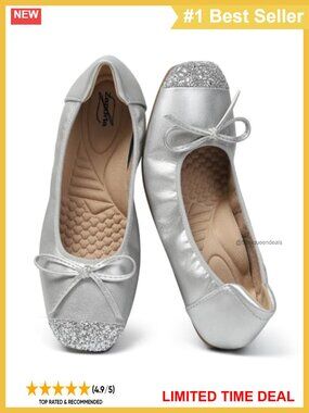 Foldable Ballet Flats Square Toe Bow Slip On Faux Leather Women's Shoes